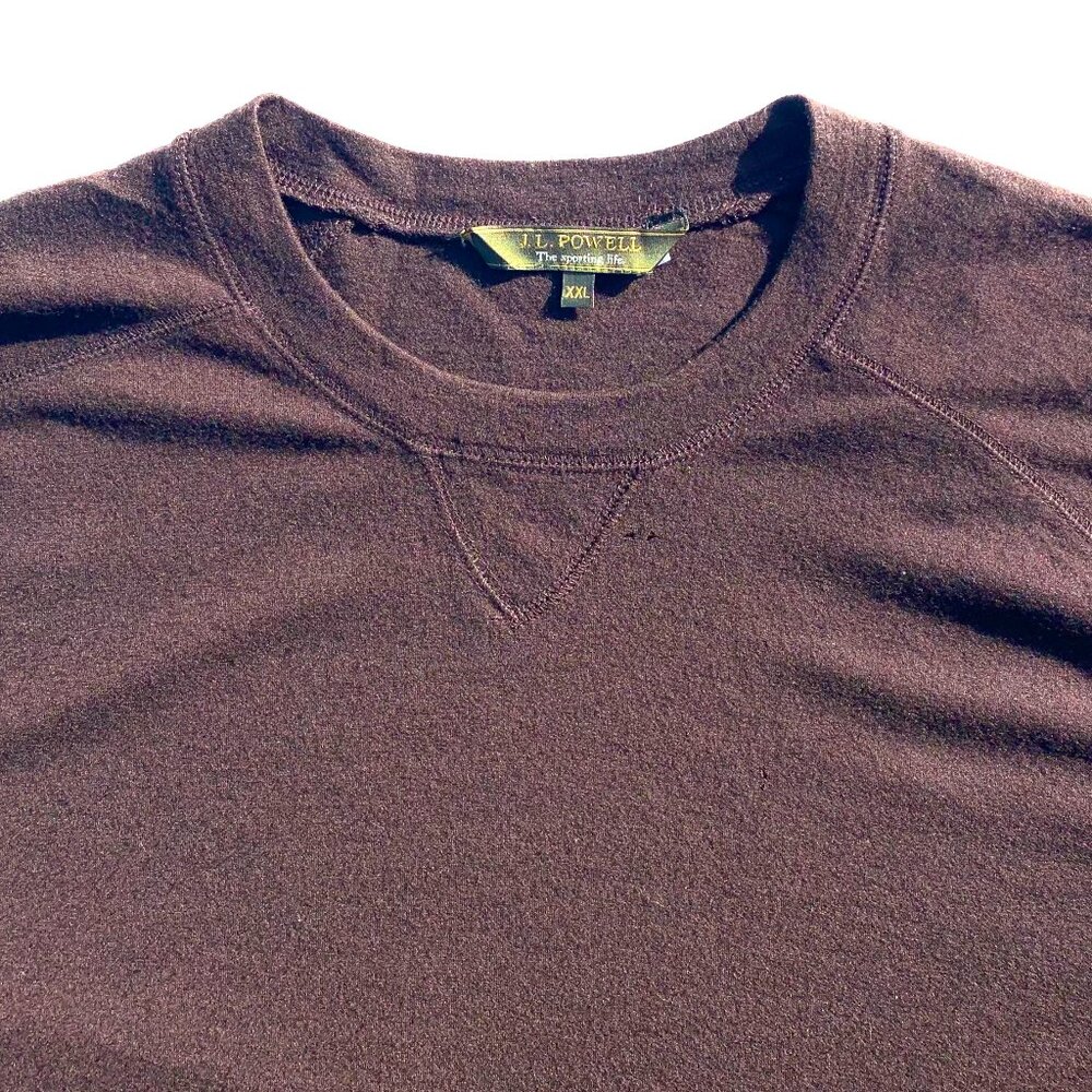 Men’s J.L. Powell 100% Wool Lightweight Long Sleeve Crewneck Pullover, Brown XXL